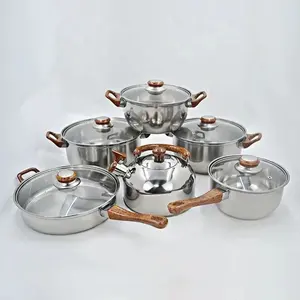 12pcs Cooking Pot Kitchenware Stainless Steel Casserole Nonstick Cookware Set Cooking Pot And Pans Set