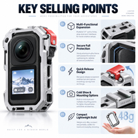 Cage de caméra en alliage d'aluminium DJI Osmo 360 avec griffe porte-accessoires, filetage 1/4 pouce, accès au port USB-C pour supports et trépieds