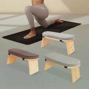Portable Folding Yoga and <strong>Meditation</strong> Bench Small Bamboo Kneeling <strong>Stool</strong> with Extra Thick Comfortable Cushion - Product Image 3