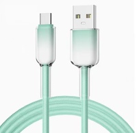Cable de Carga Rápida USB Tipo-C de 120W con Diseño Degradado de Cristal de Hielo Multicolor, Cable de Carga para Teléfono Móvil de Nailon Trenzado de 6A
