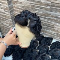 Perruque Lace Front Transparente Choima 13*4 en Cheveux Humains Naturels Courts pour Coiffure, Densité 150%
