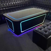 Nouveauté, meubles de bar élégants, bande lumineuse, ensembles de table basse à LED rougeoyante, table KTV en verre épais, boîtes de nuit en acier inoxydable