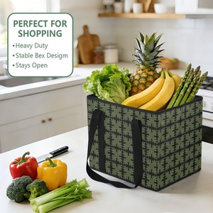 Hawaiian Quilt Ulu Print on Demand Convenient Large Capacity Kitchen Reusable Grocery <b>Bags</b> <b>Foldable</b> Shopping Box - Product Image 5