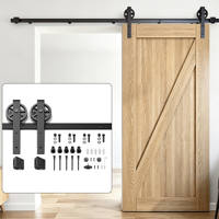 Kit de quincaillerie robuste pour porte coulissante de grange 6,6 pieds, avec supports à grandes roues, rail en acier de 6 mm, capacité 150 kg, noir mat