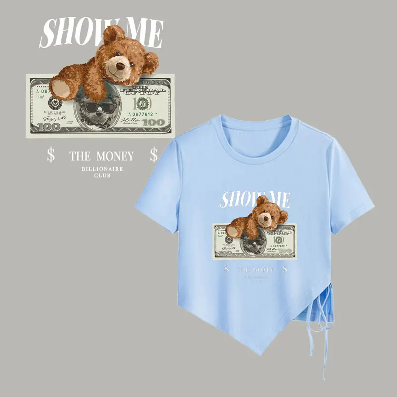 Caadhy नई रिलीज पैसे पशु डिजाइन स्क्रीन मुद्रित स्थानान्तरण डॉलर Vinyl स्टीकर के लिए DTF हस्तांतरण लोगो टी शर्ट