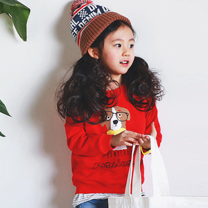 Pull-over pour fille OEM, couleur rouge, imprimé chien, sans poches, sweat à capuche provenant d'un fournisseur d'or - Product Image 3