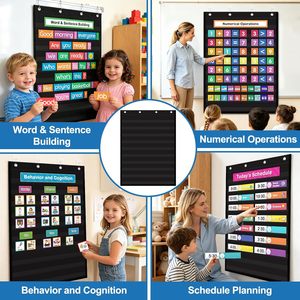 Organisateur suspendu à 10 poches transparentes pour tableau mural de mots, calendrier, salle de classe, école à domicile - Product Image 4