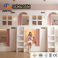 Cama de Hotel Moderna de Madera que Ahorra Espacio con Escritorio Plegable, Cama Cápsula de Lujo para Proyectos de Dormitorios Femeninos Tipo Boutique