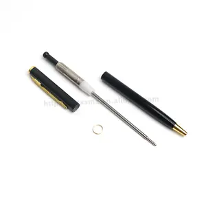 1.0mm 2021 Gift Promotional Ball Pen Customized Logo Black White Slim Metal Body Twist Ballpoint Pen