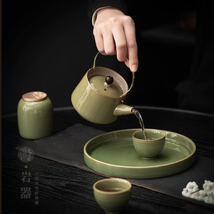 Tetera de Cerámica Shangyan con Tapa, Juego de Té Kung Fu, Tetera Individual para el Hogar, Estilo Retro - Product Image 2