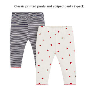 Hot Selling Baby Set, maßge schneiderte Bio-Baumwolle Baby Mode gestrickt bedruckte lange Hosen gestreifte lange Hosen 2-teiliges Set - Product Image 2