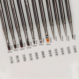 Pinceau de luxe pour nail art ombré, manche métallique, stylo de précision long pour rayures, pinceau ombré pour ongles à poils ovales pour dégradé et mélange - Product Image 2