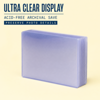 Porte-cartes de visite en PVC transparent avec couvercle pour affichage photo, stockage archivistique sans acide, sans fermeture
