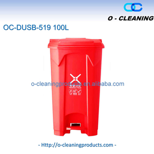 Cubo de basura de reciclaje de pedal higiénico de plástico para exteriores de 100l O-Cleaning, cubo de basura clasificado con manos libres para Calle/Patio/Parque - Product Image 5