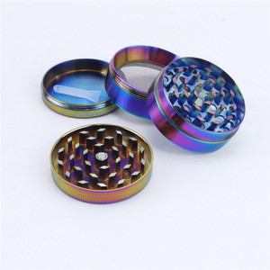 Wholesale 40mm/50mm Herb Grinder OEM/ODM Custom Logo Hologram Colorful 4 Layer Zinc Alloy Metal Tobacco Grinder - Product Image 5