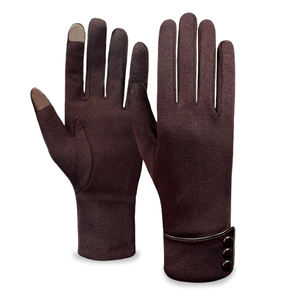 Guanti portatili da donna in Cashmere da esterno alla moda per donna guanti Touch Screen in velluto inverno caldi lunghi guanti neri - Product Image 4