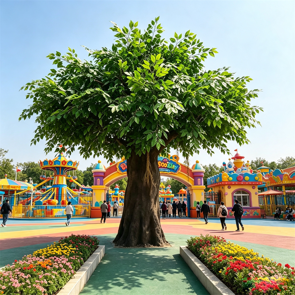 Árbol de Banyan Artificial Gigante con Hojas de Color Verde Brillante