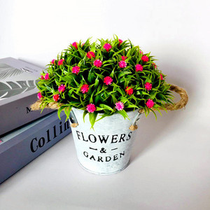 Bonsái Artificial de Flores de Aliento de Bebé en Cubeta de Hierro Blanca de 20 cm, Decoración para Jardín, Hogar y Bodas - Product Image 2