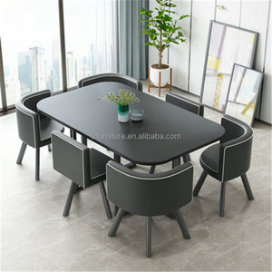 Ensemble de table à manger moderne en bois et métal de luxe, 6 places, tables avec chaises, meubles de salon, ensembles de meubles de restaurant, chaises - Product Image 3