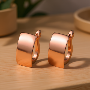 Pendientes de aro geométricos chapados en oro rosa para mujer, joyería moderna de moda, pendientes de metal de aleación, pendientes llamativos. - Product Image 2