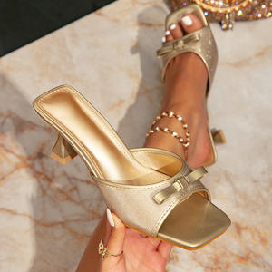 Xuanhui nuova moda oro e <span class=keywords><strong>argento</strong></span> <span class=keywords><strong>Glitter</strong></span> fiocco <span class=keywords><strong>scarpe</strong></span> da sposa Sexy tacchi alti <span class=keywords><strong>scarpe</strong></span> da donna - Product Image 5