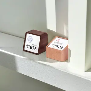 Cube Slanted Mini Customization Wood Base Card Price Tag Display Stand Number Holder For Store