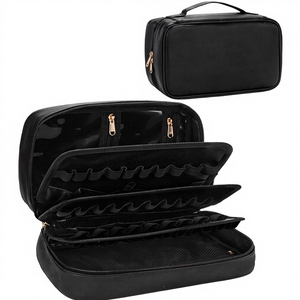 For 60-Slot Travel Cosmetic Organizer <b>Small</b> <b>Leather</b> Zipper Lipstick Carrying Case Fashionable Makeup <b>Bag</b> Purse Women - Product Image 4