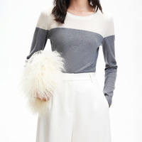 Pull-over en maille décontracté à col rond pour femme, style color-block, en fibre de polyester, design minimaliste, collection Printemps 2026, style européen et américain