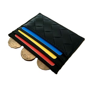 Herensleutelhanger met groene kaarthouder, minimalistische creditcardhouder, dunne portemonnee, geweven PU lederen kaarthouder, luxe portemonnees voor heren - Product Image 3