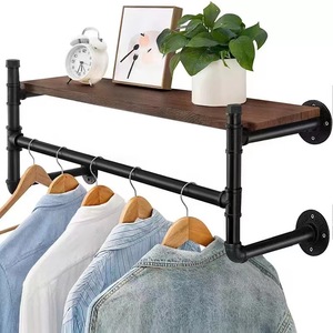 Perchero <span class=keywords><strong>para</strong></span> <span class=keywords><strong>ropa</strong></span> montado <span class=keywords><strong>en</strong></span> la <span class=keywords><strong>pared</strong></span> de alta resistencia, <span class=keywords><strong>barra</strong></span> <span class=keywords><strong>para</strong></span> <span class=keywords><strong>colgar</strong></span> <span class=keywords><strong>ropa</strong></span>, estante <span class=keywords><strong>para</strong></span> <span class=keywords><strong>ropa</strong></span> de tubería Industrial con estante superior - Product Image 1