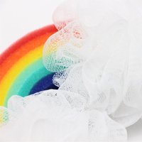 Éponge de bain mignonne, éponge de lavage pour le corps, arc-en-ciel, forme de gâteau, boule de bain en maille pour enfants et bébés