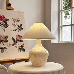 럭셔리 세라믹 화이트 테이블 램프 침실 호텔 따뜻한 조명 침대 옆 램프 로맨틱 커피숍 레스토랑 테이블 장식 오라멘트 - Product Image 2