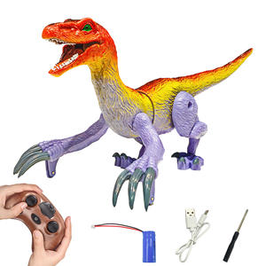 Dinosaurio de Plástico a Control Remoto para Niños, 2.4GHz, Electrónico, RC, Velociraptor, Ojos 3D, Cabeza Móvil, Sonidos Rugientes, Listo para Usar - Product Image 1