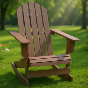 Fauteuil à bascule en bois brun pour patio, mobilier de jardin extérieur, design traditionnel durable, pieds effilés - Product Image 2