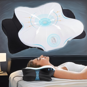 Oreiller cervical ergonomique en mousse à mémoire de forme avec housse amovible, soutien orthopédique pour dormeurs sur le côté, le dos et le ventre, design respirant - Product Image 2