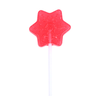 Sucettes en forme d'étoile Amos Xmas aux saveurs de fruits assortis, sucrées et acidulées, avec poudre de bonbons pétillants explosifs