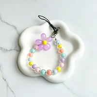 Dragonne de téléphone artisanale à fleurs perlées, avec breloque mignonne en perles de cristal acrylique, durable, légère et sécurisée, vente en gros et personnalisation