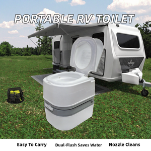 Inodoro Portátil de Diseño Francés para Camping y RV con Tanque Oculto, Doble Descarga, Cuadrado, de Dos Piezas, para Uso en Exteriores - Product Image 2