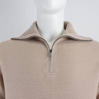 Pull-over à col polo en laine mérinos mérinos tricoté sur mesure quatre pièces à fermeture éclair