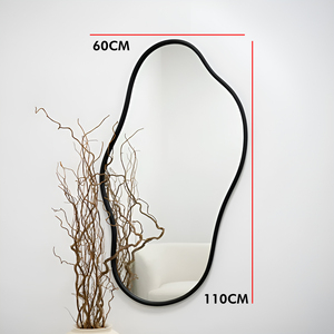 Irregular Shape Black MDF Frame <strong>Pond</strong> <strong>Mirror</strong> Vanity Wall Wavy <strong>Mirror</strong> - Product Image 3