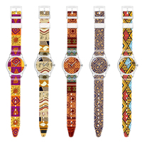 Montre transparente à motif africain avec impression personnalisée, avec visage et bandeau, montre super clone