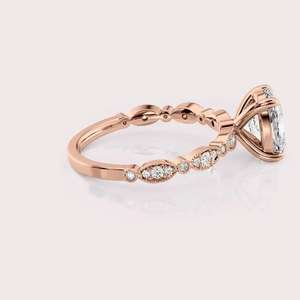 Bague de fiançailles en or rose 14 carats avec diamant ovale de laboratoire certifié IGI - Product Image 3