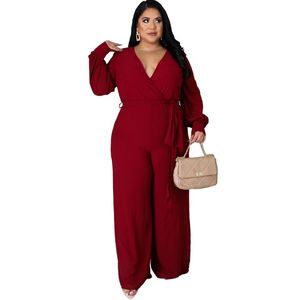 <span class=keywords><strong>Tuta</strong></span> da <span class=keywords><strong>Donna</strong></span> Oversize Stile Europeo e Americano, Ampia e Dritta, Tinta Unita con Cintura - Product Image 2