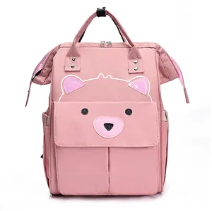 wholesale custom lightweight pink canvas diaper bag backpack fashion casual ultralight large capacity utility bag from China