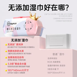 เชาว์หย่า ผ้าเช็ดทำความสะอาดเด็ก 185x140 มม. หนาพิเศษ ไม่มีสารเติมแต่ง สำหรับทำความสะอาดมือ ปาก และก้น - Product Image 1