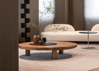 Table basse ronde en bois massif, style antique moderne et simple, petite taille, pour maison d'hôtes