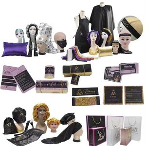 Logo personnalisé coupe de cheveux manteau tablier cape hd bas casquette fondre dentelle bandeau casquette pour la fabrication de perruque <span class=keywords><strong>bonnet</strong></span> perruque étiquette boîte d'emballage - Product Image 1
