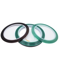 2 3mm Hijau Coklat Tua Tahan Panas Kapton Poliimida Silikon Pita Perekat Bulu Mata Satu Sisi