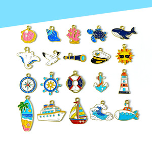 Serie <span class=keywords><strong>de</strong></span> Múltiples Organismos <span class=keywords><strong>Marinos</strong></span>: Tortuga, Ballena, Velero, Faro - Colgante DIY <span class=keywords><strong>de</strong></span> Aleación con Esmalte por Goteo, Amuleto Decorativo para Llavero - Product Image 1