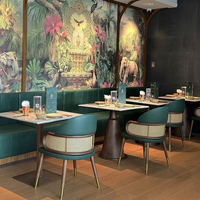 Ensemble de table et de chaises de restaurant en velours, ensemble de meubles de salle à manger modernes en marbre rembourrés, meubles de restaurant pour hôtel, banquet, café